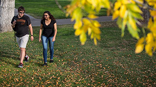 Students walking on campus